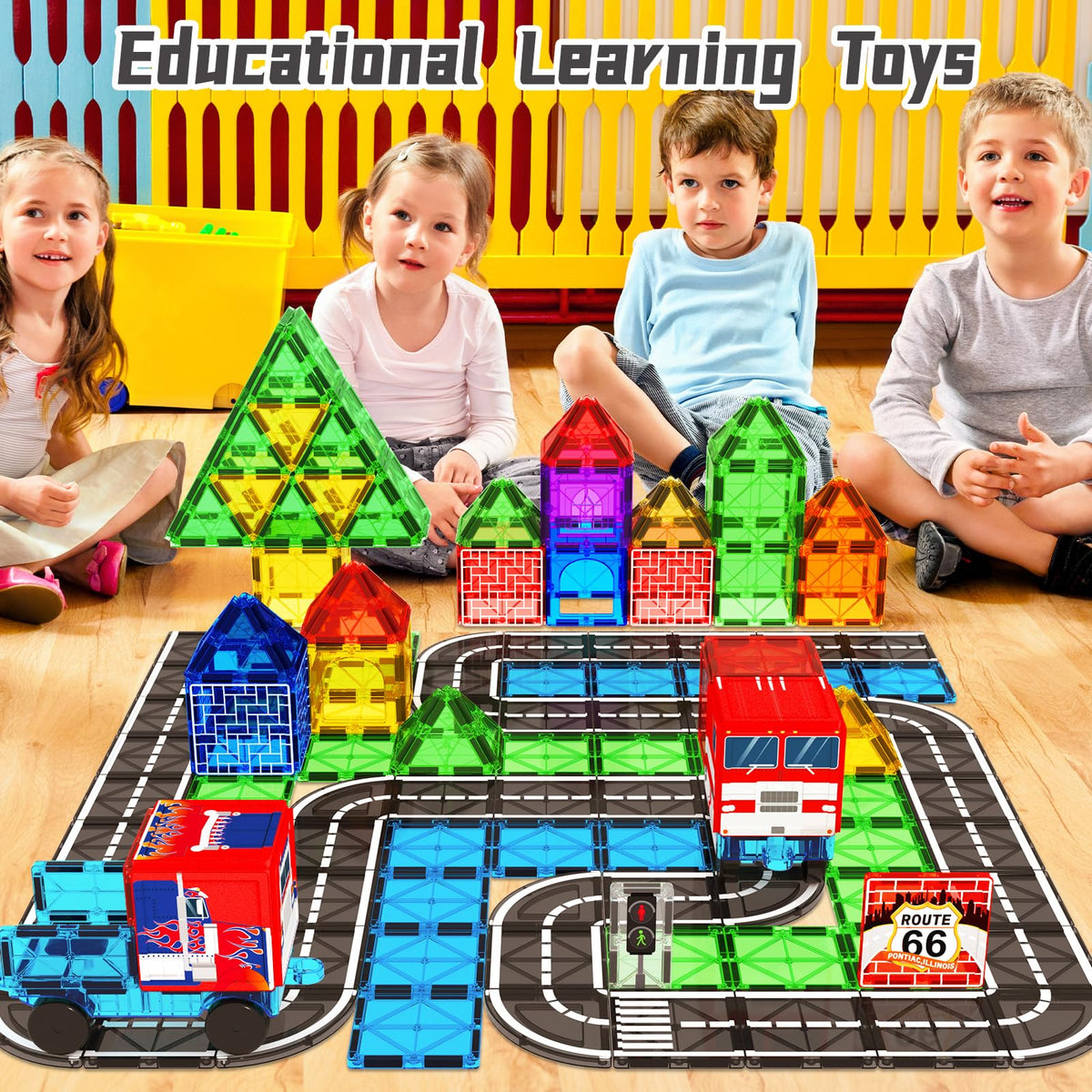 Magnetic Tiles Toddler Building Blocks Toys, Magnet Montessori Kids Toys for 3+ Year Old Boys and Girls, Preschool Learning Sensory STEM Education Gift Games, Birthday Gifts Idea for Kids Toddlers.