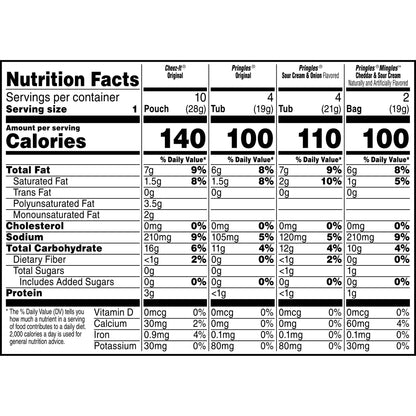 Kellogg's Cheez-It, Pringles & Rice Krispies Treats Snacks Mega Variety Pack, 30.1oz Box (30 Count)