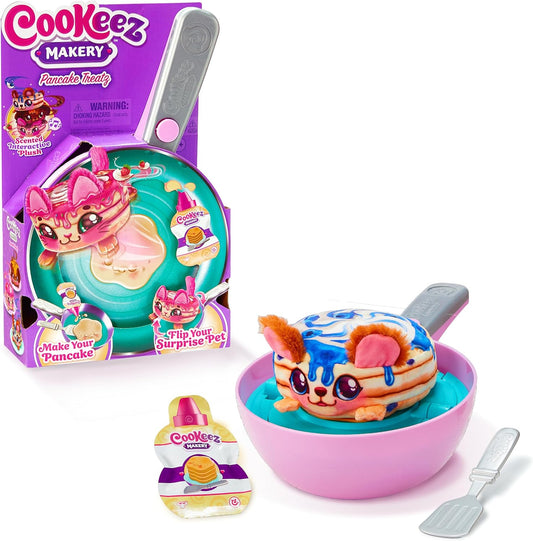 Cookeez Makery Pancake Treatz. Mix & Flip a Plush Best Friend! Place Your Pancake Mix on The Pan and Be Amazed When A Scented, Interactive Plush Friend Flips Out! Styles May Vary