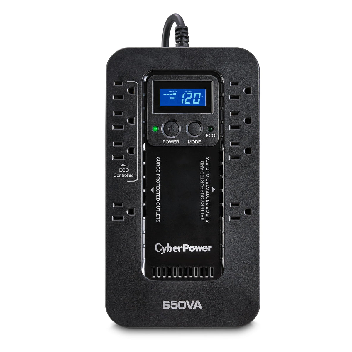 CyberPower EC850LCD Ecologic UPS Battery Backup and Surge Protector, 850VA/510W, 12 Outlets, ECO Mode, Compact, UL Certified