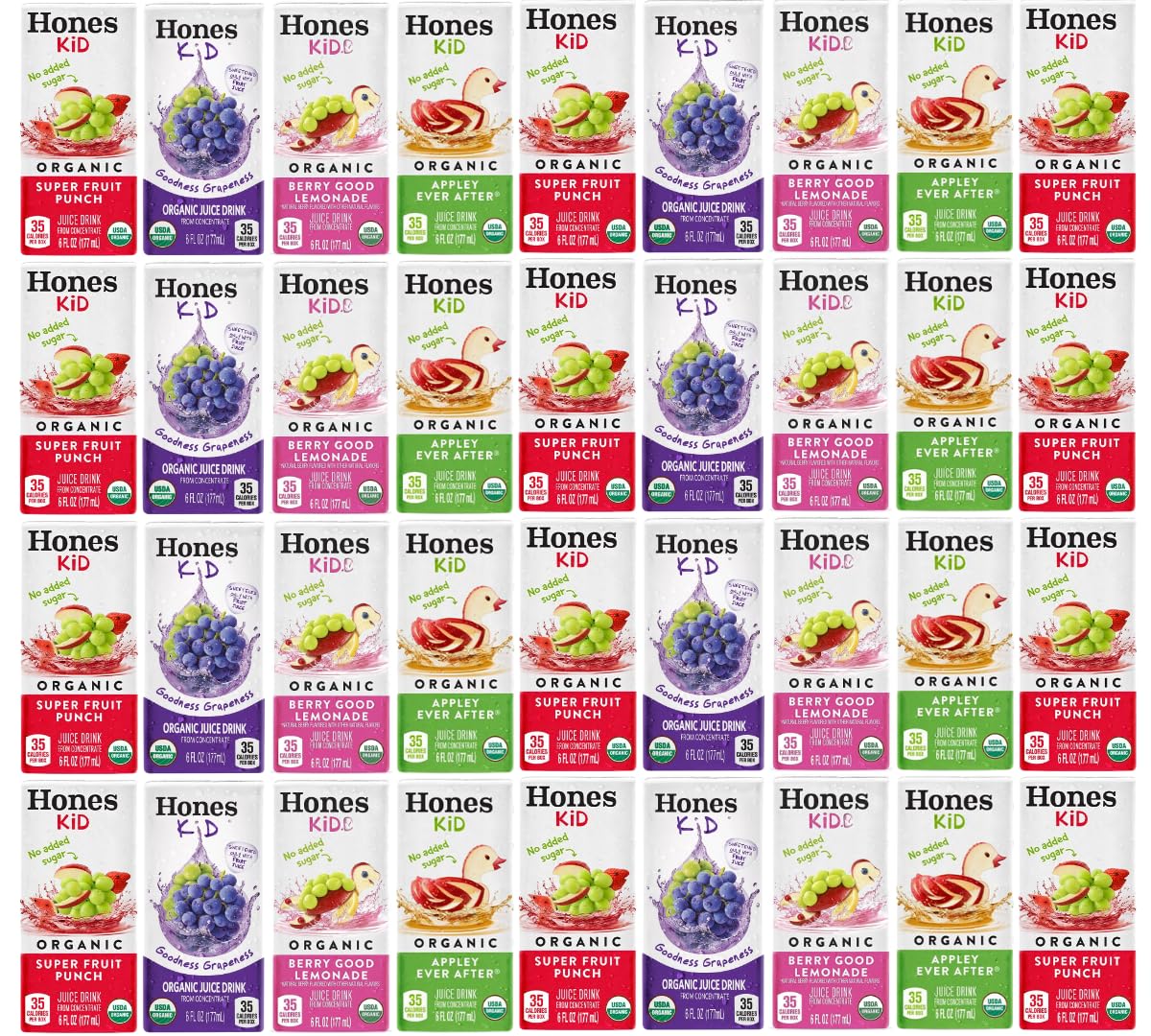 Honest Kid Organic Juice Drink Variety Pack, Assorted Flavors, 6 fl oz Boxes, Lunchbox Snacks & On-The-Go Drinks, 38 Count