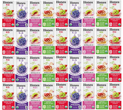 Honest Kid Organic Juice Drink Variety Pack, Assorted Flavors, 6 fl oz Boxes, Lunchbox Snacks & On-The-Go Drinks, 38 Count