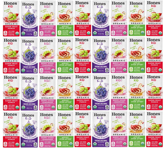 Honest Kid Organic Juice Drink Variety Pack, Assorted Flavors, 6 fl oz Boxes, Lunchbox Snacks & On-The-Go Drinks, 38 Count