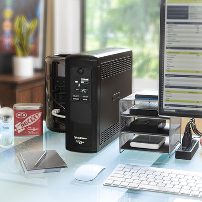 CyberPower CP1500AVRLCD Intelligent LCD UPS Battery Backup and Surge Protector, 1500VA/900W, 12 Outlets, AVR, Mini-Tower, UL Certified