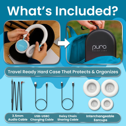 Puro Sound Labs Kids Wireless Headphones – Volume-Limiting 85dB, Built-in Mic, Studio-Grade Sound, 20-Hour Battery Life, Comfortable & Easy to Connect Kids Bluetooth Headphones – BT2200 Plus, Purple
