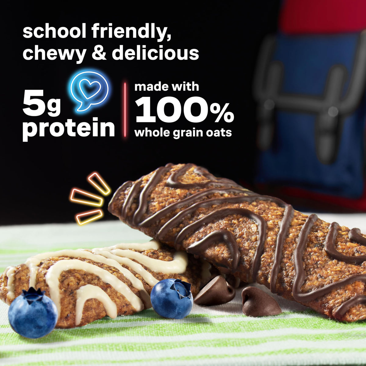 KIND Kids Granola Bars Variety Pack, Gluten Free, Low Sodium, Peanut and Tree Nut Free Snacks, Chocolate Chip, Blueberry Muffin, 5g Protein, 10 Count