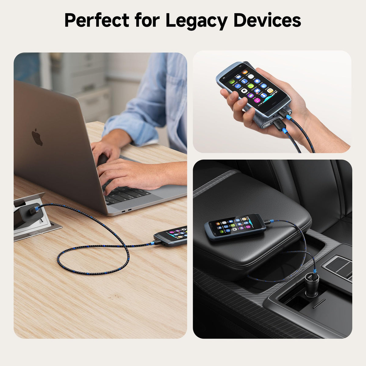 Cable Matters Braided USB C to Micro USB Cable - 3.3ft, [3A/15W Charging, 480Mbps Data] MicroUSB to USBC Cable, Micro-B 2.0 Cord for Game Controller, Camera, GPS, Dash Cam, and More, Black
