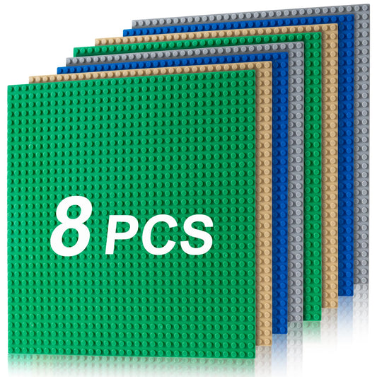 Husfunov 4 Pack Classic Baseplates, Building Plates for Building Bricks, Compatible with All Major Brands and Activity Table-Baseplate 10" x 10", Age 3 and up, Multicolored