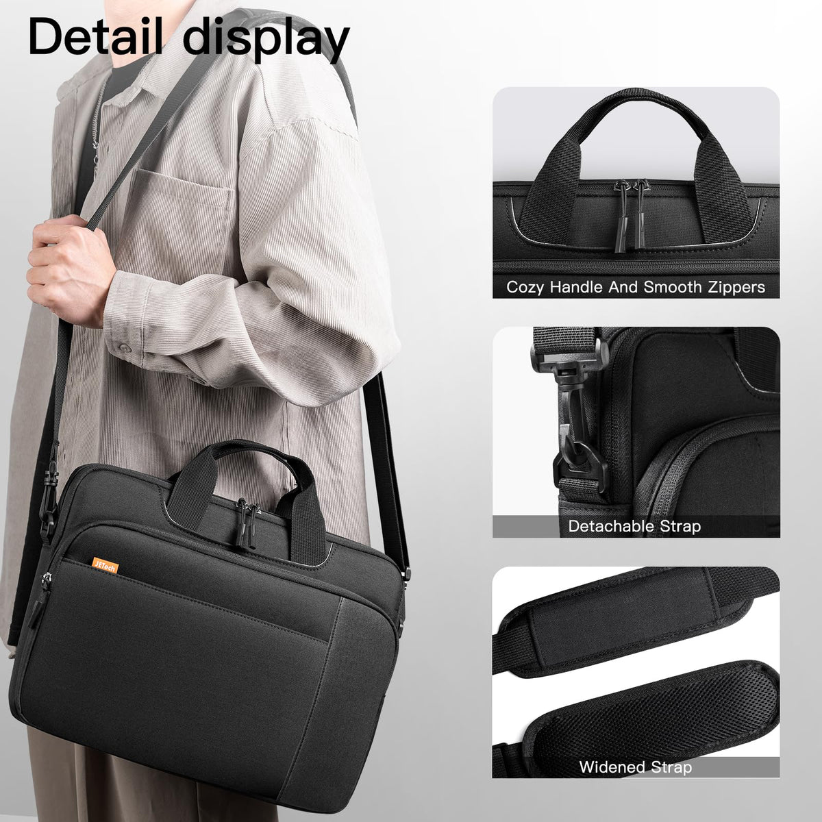 JETech 15 15.6 16 Inch Laptop Bag Case, Waterproof Computer Sleeve Cover Compatible with MacBook Air/Pro 15/16, Surface Book 3/2 15, Dell Inspiron 15.6, HP Pavilion 15.6 (Light Grey)