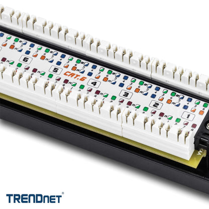 TRENDnet 16-Port Cat6 Unshielded Patch Panel,Rackmount, 1U 19", Cat3,Cat4,Cat5,Cat5e,Cat6 Compatible, 250Mhz Connection, Ideal for Copper Gigabit Ethernet Connections, Black, TC-P16C6