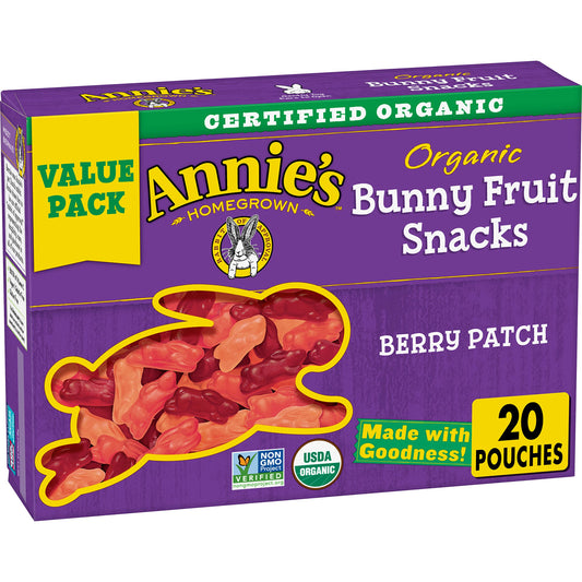 Annie's Organic Bunny Fruit Snacks, Variety Pack, Gluten Free Snack, 22 ct, 15.4 oz