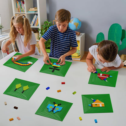 Pokiiulk Classic Gray Baseplates, 32x32 Studs Square Base Plates for Play or Display Bricks Creations, Compatible with Classic Legos, 10" x 10", Pack of 2, Perfect for City Streets, Castle, Mountains