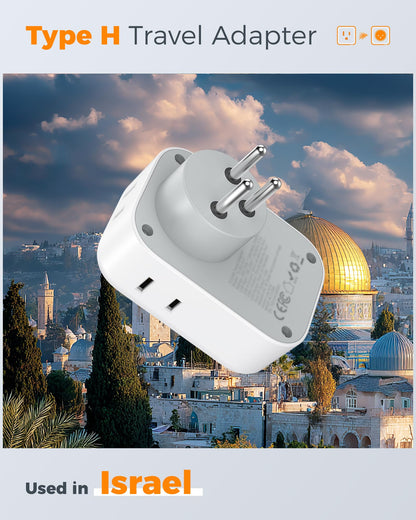 2 Pack European Plug Adapter USB C, TESSAN US to Europe Adapter 4 Outlets 3 USB Charger, Type C International Power Adaptor to Italy Spain France Portugal Iceland Germany, Europe Travel Essentials