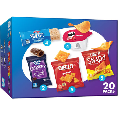 Kellogg's Cheez-It, Pringles & Rice Krispies Treats Snacks Mega Variety Pack, 30.1oz Box (30 Count)