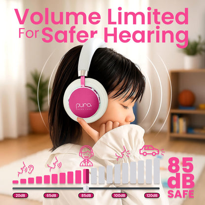 Puro Sound Labs Kids Wireless Headphones – Volume-Limiting 85dB, Built-in Mic, Studio-Grade Sound, 20-Hour Battery Life, Comfortable & Easy to Connect Kids Bluetooth Headphones – BT2200 Plus, Purple