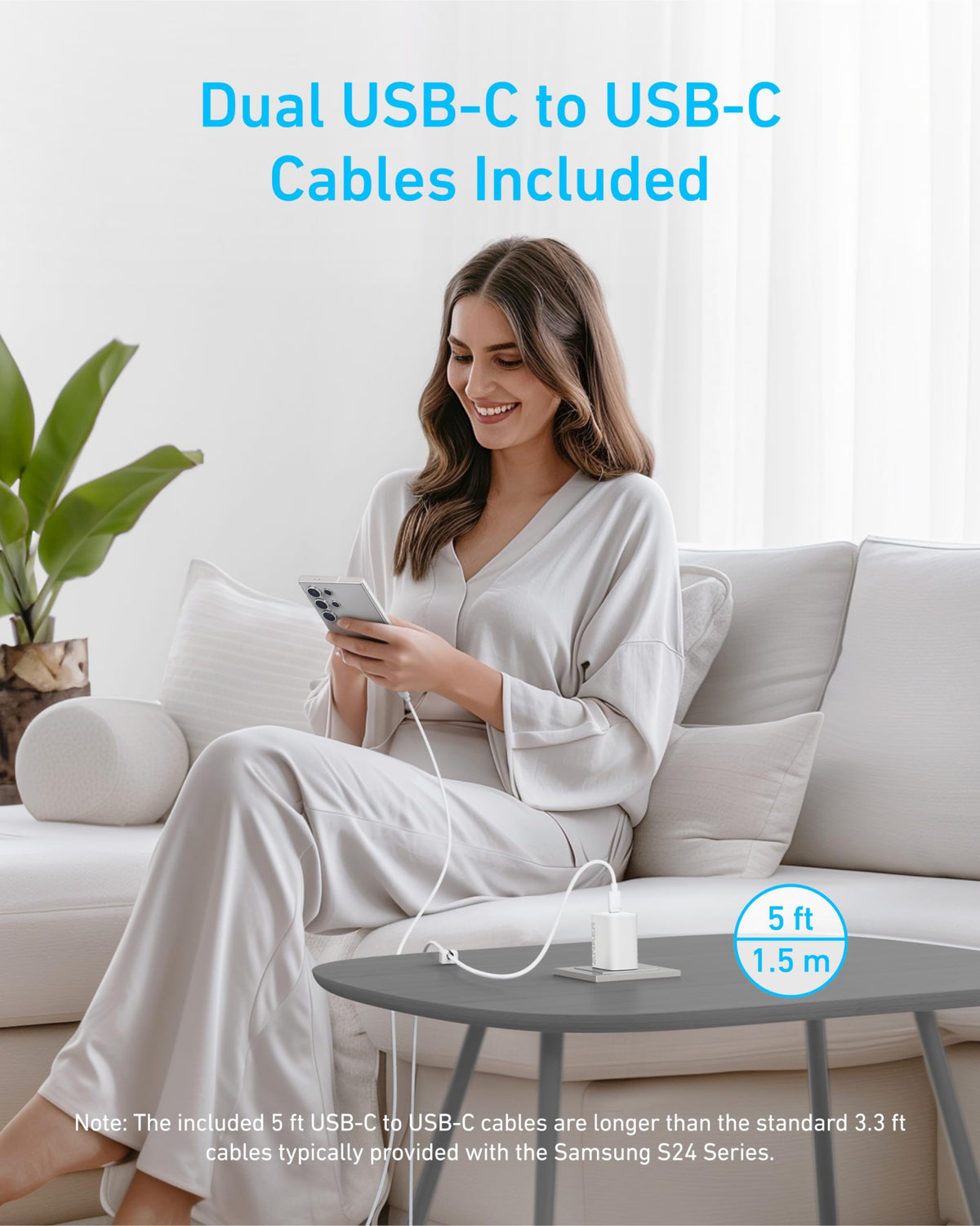 Anker 45W USB C Charger Block, PPS Fast Charger with USB-C Cable for iPhone 17/16 and More Series, iPad, Galaxy S24 Ultra (2-Pack 5 ft Cable Included)