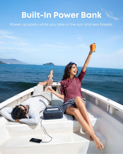 Soundcore Boom 2 By Anker, Outdoor Speaker, 80W, Subwoofer, BassUp 2.0, 24H Playtime, IPX7 Waterproof, Floatable, RGB Lights, USB-C, Custom EQ, Portable for Camping and Beach - Black