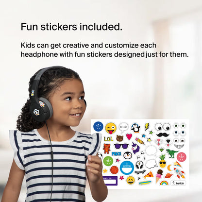 Belkin SoundForm Mini - Wireless Bluetooth Kids Headphones, 30H Battery, 85dB Safe Volume Limit, Built-in Microphone - Toddler On-Ear Earphones for iPhone, iPad - Ideal for School - Blue w/Case