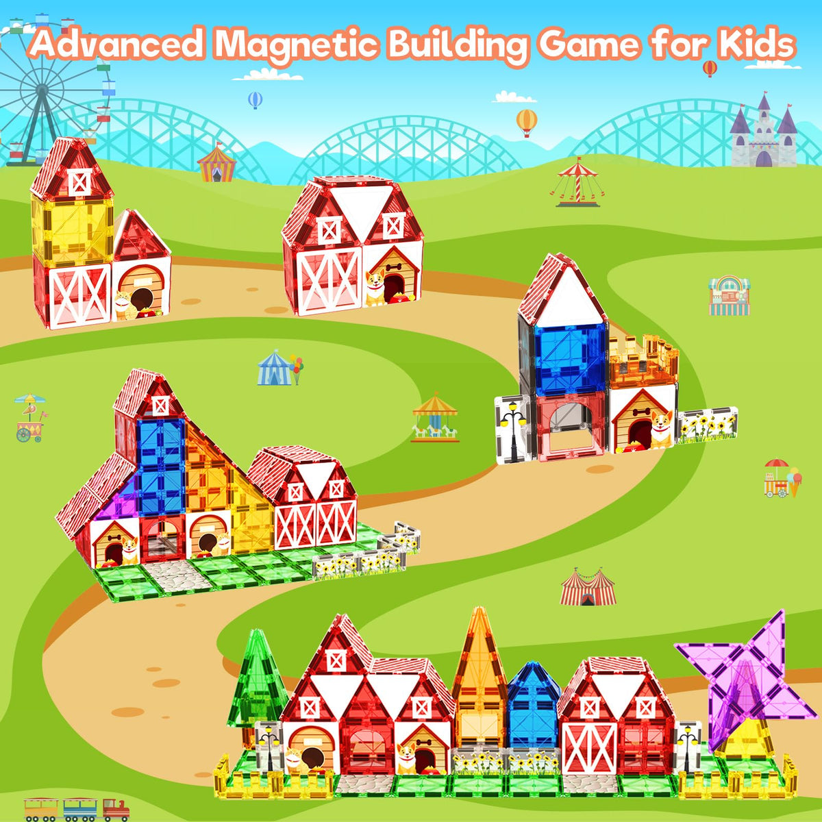 Magnetic Tiles Toddler Building Blocks Toys, Magnet Montessori Kids Toys for 3+ Year Old Boys and Girls, Preschool Learning Sensory STEM Education Gift Games, Birthday Gifts Idea for Kids Toddlers.