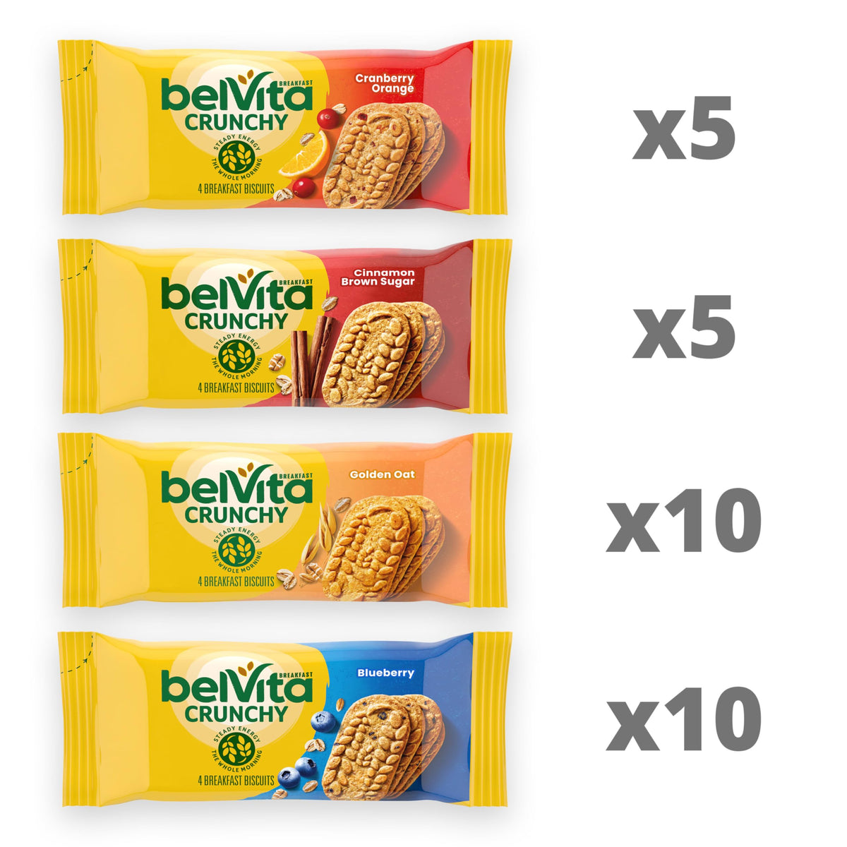 belVita Breakfast Bars Biscuits Variety Pack, 4 Flavors, 30 Total Packs, 6 Boxes (4 Biscuits Per Pack) (Pack of 2)