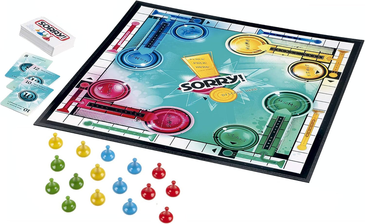 Sorry! Board Game for Kids Ages 6 and Up; Classic Hasbro Board Game; Each Player Gets 4 Pawns (Pawn Colors May Vary) – Amazon Exclusive