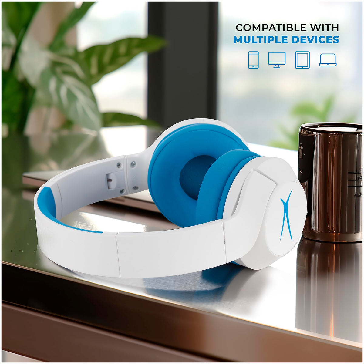 Altec Lansing Kid Safe Noise Cancelling Wireless Headphones 15H Battery, 85dB Volume Limit, Foldable Design Powerful Sound, Active Noise Cancellation Perfect for Kids Ages 7+ (Whiteout Pop Pink)
