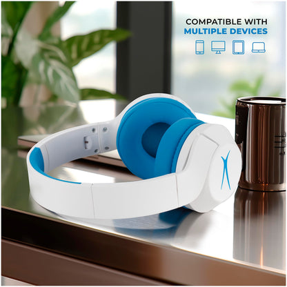 Altec Lansing Kid Safe Noise Cancelling Wireless Headphones 15H Battery, 85dB Volume Limit, Foldable Design Powerful Sound, Active Noise Cancellation Perfect for Kids Ages 7+ (Whiteout Pop Pink)