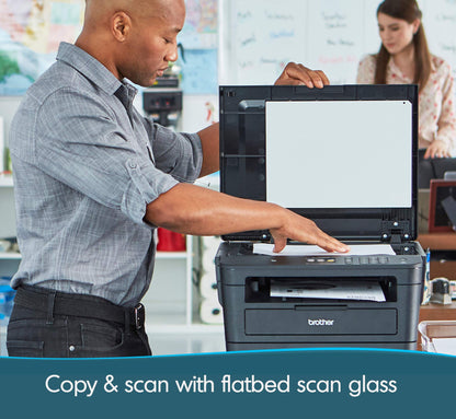 Brother Compact Monochrome Laser Printer, HLL2395DW, Flatbed Copy & Scan, Wireless Printing, NFC with Refresh Subscription Free Trial and Amazon Dash Replenishment Ready