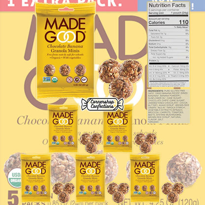 MadeGood Granola Minis 15 Pack Variety Pack - 3 Flavors Included - 5 Packs of Each Flavor - Chocolate Banana, Strawberry, Chocolate Chip - Tasty On-The-Go Snack in Cornershop Confections Pack