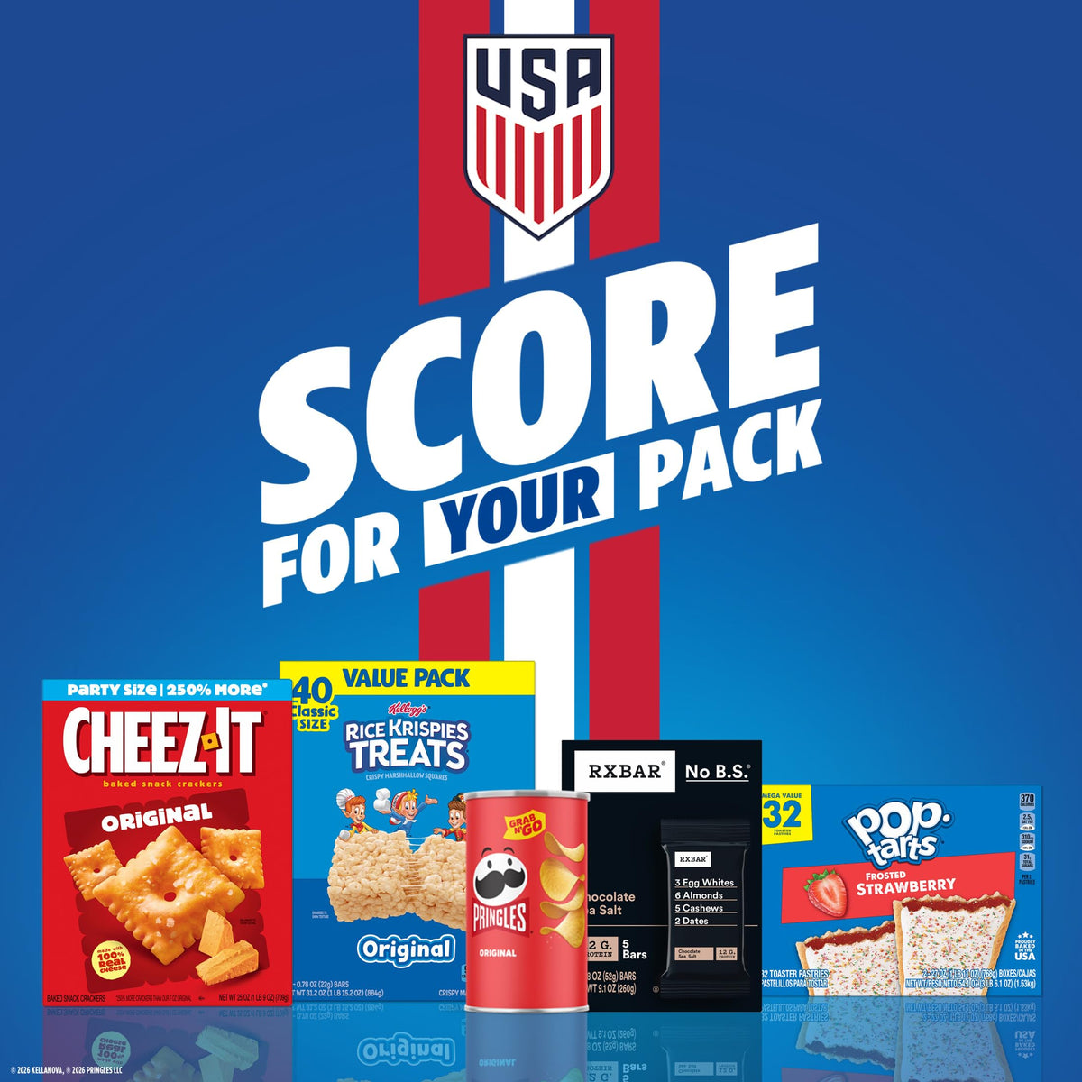 Kellogg's Cheez-It, Pringles & Rice Krispies Treats Snacks Mega Variety Pack, 30.1oz Box (30 Count)