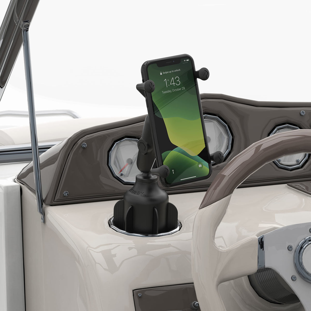 RAM MOUNTS X-Grip Small Phone Holder Mount with Medium Composite Double Socket Arm Compatible with RAM B Size 1" Ball Components RAP-HOL-UN7B-201U