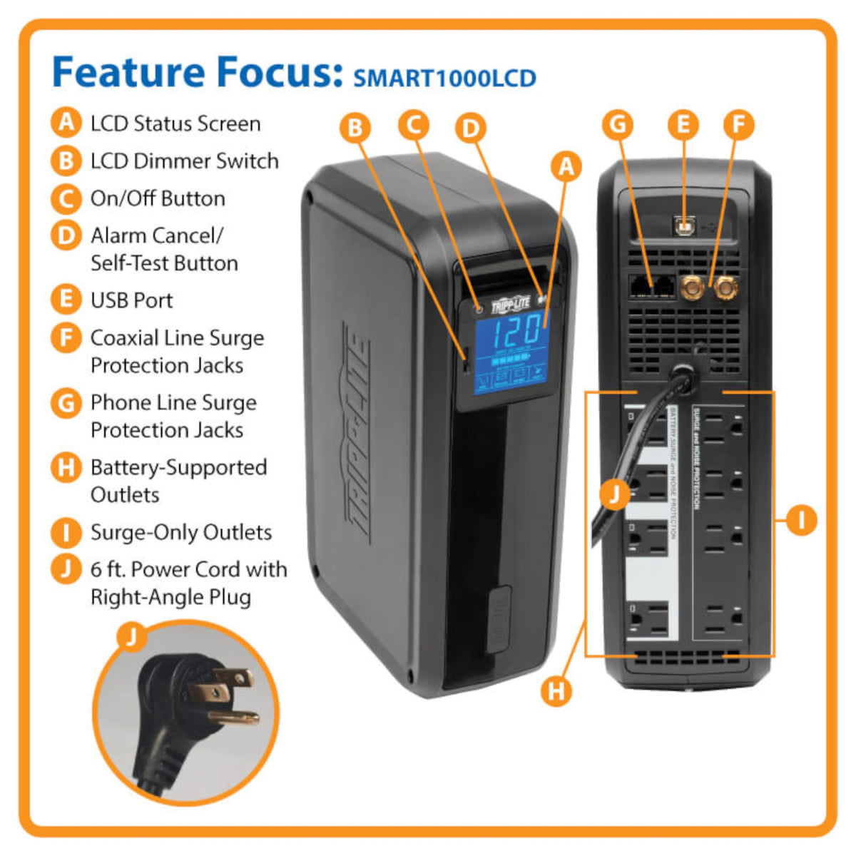 Tripp Lite SMART1500LCD 1500VA Rack Mount UPS Battery Backup, 900W, 8 Outlets, PWM Sine Wave, Short Depth 2U Rackmount UPS, AVR, LCD Screen
