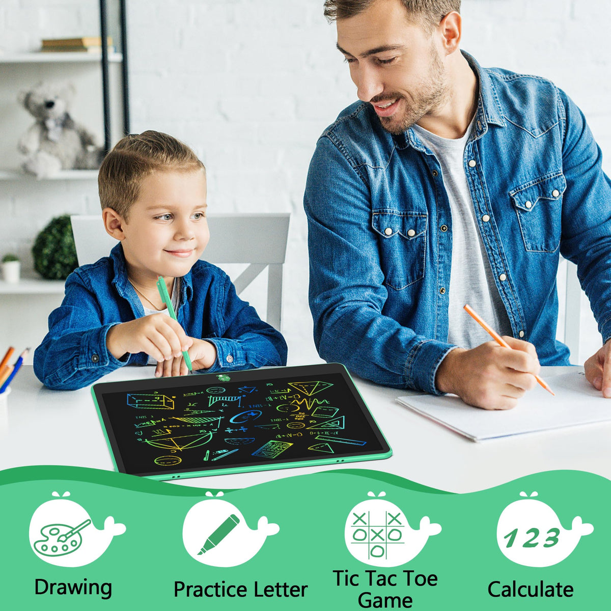 Hockvill LCD Writing Tablet for Kids 8.8 Inch, Toys for Girls Boys Drawing Pad for 3 4 5 6 7 Year Old Kids Toys, Children Christmas Birthday Gift for Kids Toddler Doodle Board Travel Essentials