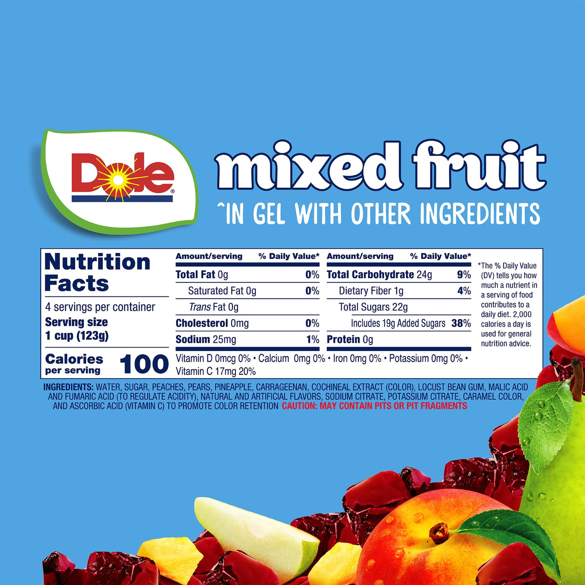 Dole Fruit Bowls Mixed Fruit in Cherry Flavored Gel Snacks, 4.3oz 24 Total Cups, Gluten & Dairy Free, Bulk Lunch Snacks for Kids & Adults