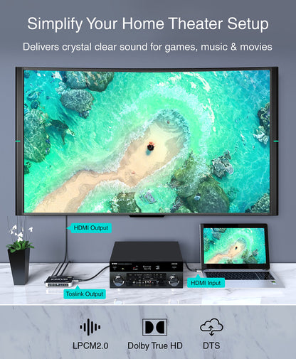 Kinivo HDMI Switch 5 in 1 Out 4K 60Hz (HDR 10, High Speed 18Gbps, IR Remote, HDCP2.2, Dolby Vision, VRR) - 550BN Switcher Compatible with Roku, PS5, Xbox, Apple TV, Nintendo Switch 2, Cable Box