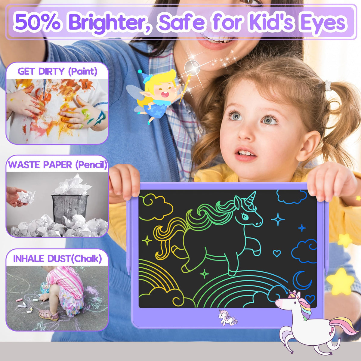 Hockvill LCD Writing Tablet for Kids 8.8 Inch, Toys for Girls Boys Drawing Pad for 3 4 5 6 7 Year Old Kids Toys, Children Christmas Birthday Gift for Kids Toddler Doodle Board Travel Essentials