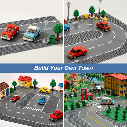 Pokiiulk Classic Gray Baseplates, 32x32 Studs Square Base Plates for Play or Display Bricks Creations, Compatible with Classic Legos, 10" x 10", Pack of 2, Perfect for City Streets, Castle, Mountains