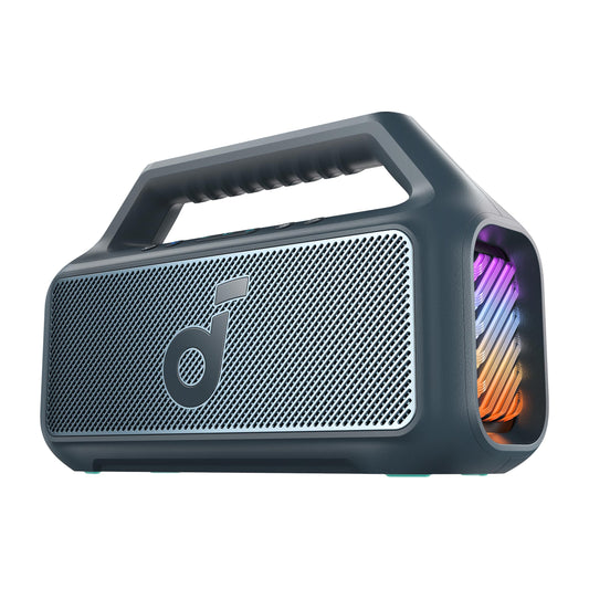 Soundcore Boom 2 By Anker, Outdoor Speaker, 80W, Subwoofer, BassUp 2.0, 24H Playtime, IPX7 Waterproof, Floatable, RGB Lights, USB-C, Custom EQ, Portable for Camping and Beach - Black