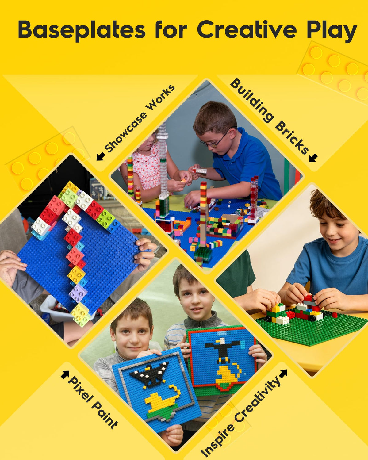 Pokiiulk Classic Gray Baseplates, 32x32 Studs Square Base Plates for Play or Display Bricks Creations, Compatible with Classic Legos, 10" x 10", Pack of 2, Perfect for City Streets, Castle, Mountains