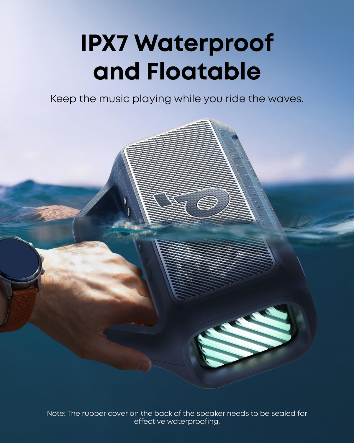 Soundcore Boom 2 By Anker, Outdoor Speaker, 80W, Subwoofer, BassUp 2.0, 24H Playtime, IPX7 Waterproof, Floatable, RGB Lights, USB-C, Custom EQ, Portable for Camping and Beach - Black