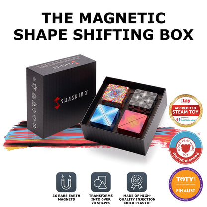 Shashibo Shape Shifting Box - Award-Winning STEM Fidget Toy with Ultra Strong Magnets - Puzzle Cube Transforms Into 100+ Shapes, Perfect Sensory Gift for Kids, Teens, and Adults (Spaced Out)
