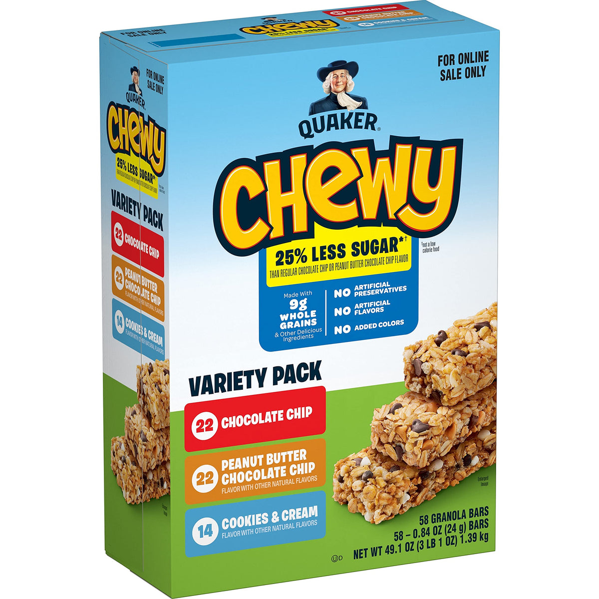 Quaker Chewy Granola Bars, Chewy & Dipps Variety Pack, 58 Count