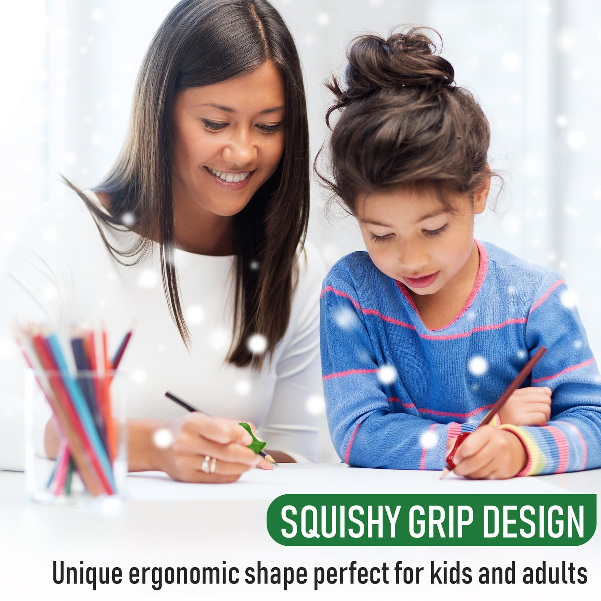 The Pencil Grip Original Pencil Grippers 6 Pcs, Improves Kids Handwriting, Ergonomic Pen Holder for Righties & Lefties, Ideal for Kids, Toddlers, Adults, Writing Tool with Finger Cushion