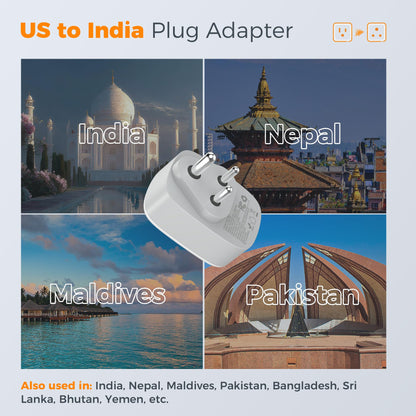 2 Pack European Travel Plug Adapter, TESSAN US to Europe Plug Adapter with 3 USB Ports (1 USB C), Type C Power Outlet for EU International Italy Iceland Spain France Germany