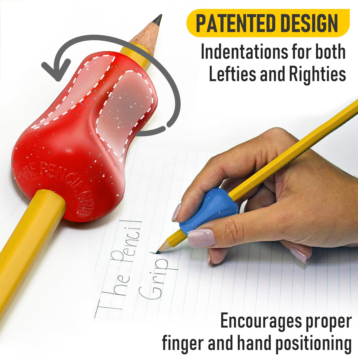 The Pencil Grip Original Pencil Grippers 6 Pcs, Improves Kids Handwriting, Ergonomic Pen Holder for Righties & Lefties, Ideal for Kids, Toddlers, Adults, Writing Tool with Finger Cushion