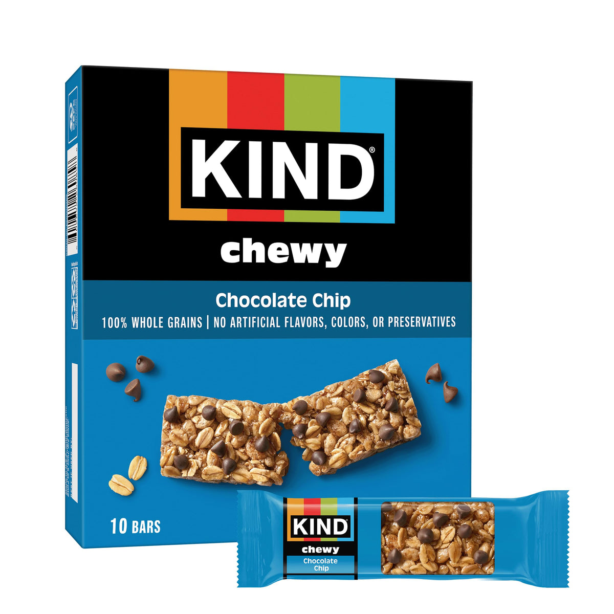KIND Chewy Granola Bars, Chocolate Chip, Gluten Free, Low Calorie, Healthy Snacks, 10 Count