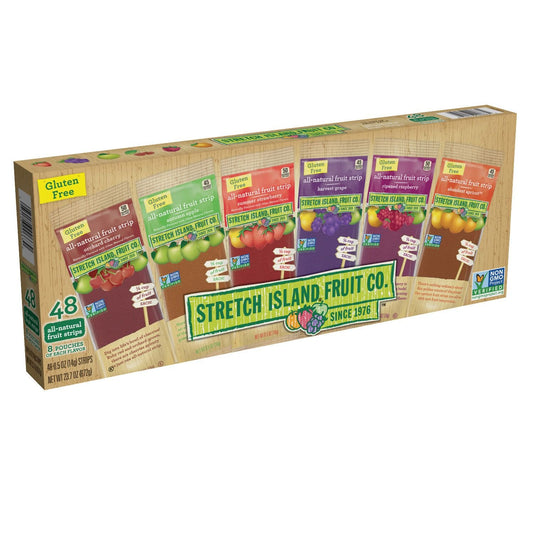 Stretch Island Fruit Leather Snacks Variety Pack, Cherry, apple, strawberry, apricot, grape, respberry, 0.5 Ounce (Pack of 48)