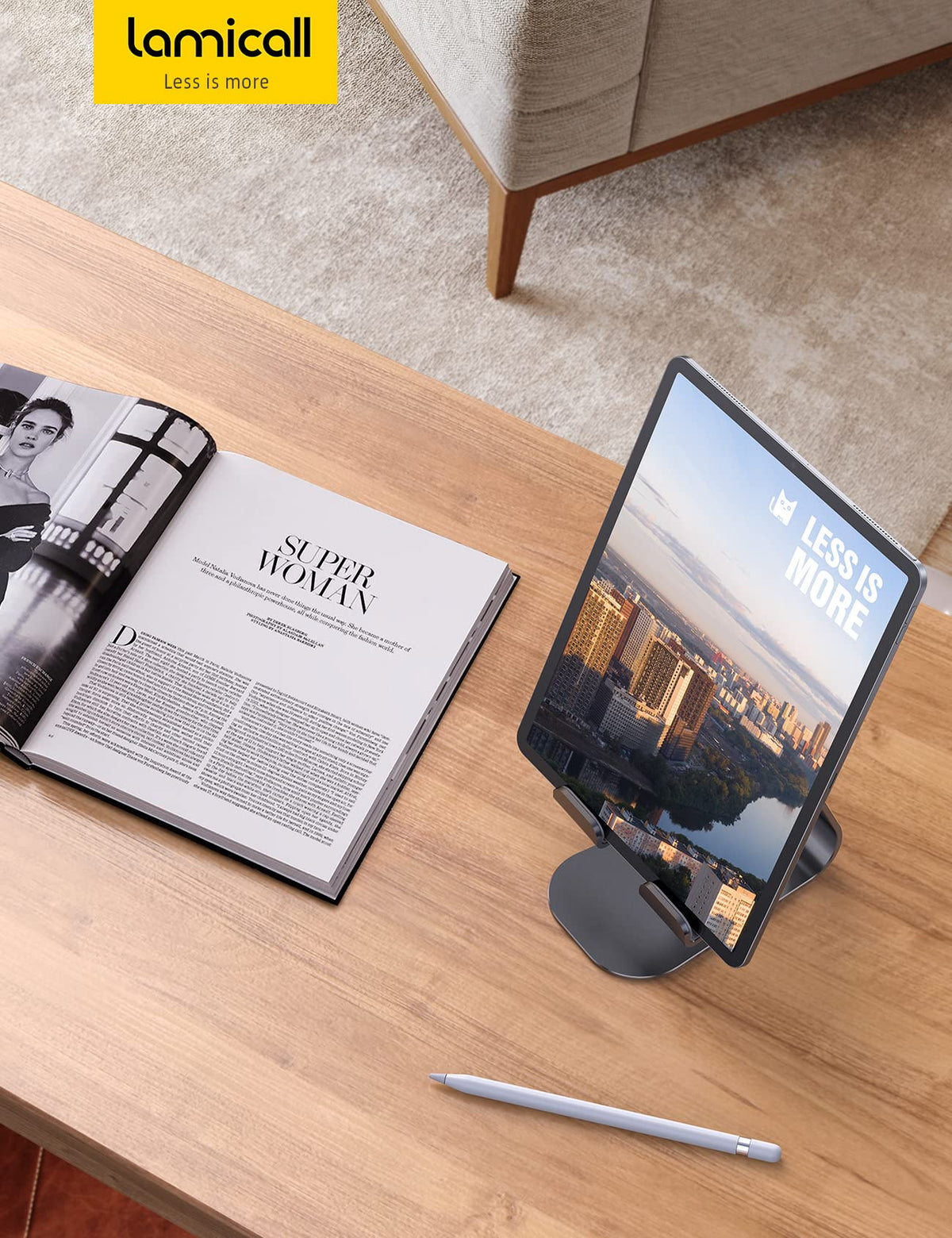 Lamicall S1 Tablet Stand, Adjustable Tablet Holder - Desktop Stand Dock Holder for 4-13" Tablet, iPad Pro 11, 9.7, 10.5, 12.9 Air Mini, Kindle, Tab, Switch, Viral Podcast Video Office Desk Accessories