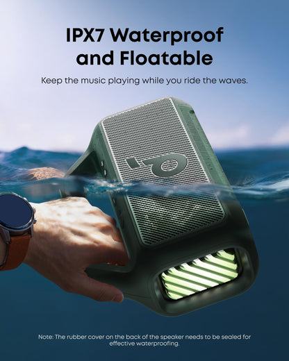 Soundcore Boom 2 By Anker, Outdoor Speaker, 80W, Subwoofer, BassUp 2.0, 24H Playtime, IPX7 Waterproof, Floatable, RGB Lights, USB-C, Custom EQ, Portable for Camping and Beach - Black