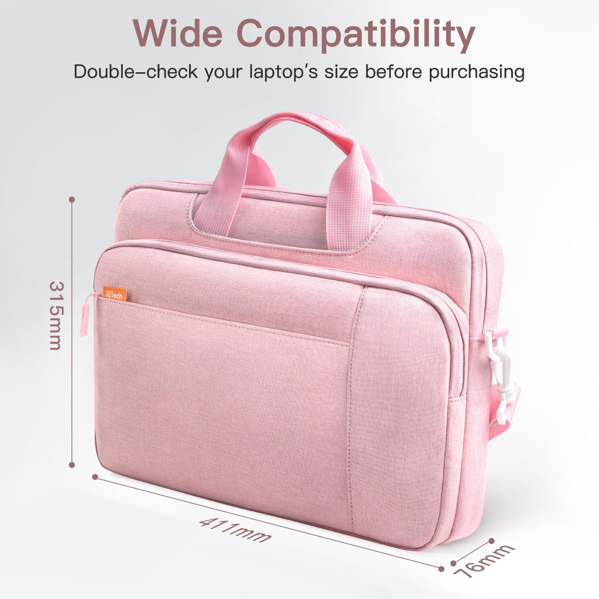 JETech 15 15.6 16 Inch Laptop Bag Case, Waterproof Computer Sleeve Cover Compatible with MacBook Air/Pro 15/16, Surface Book 3/2 15, Dell Inspiron 15.6, HP Pavilion 15.6 (Light Grey)